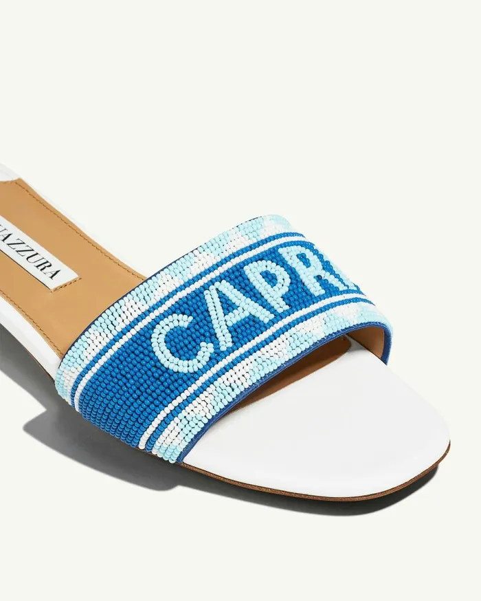 Capri Beads Slide White Women Aquazzura Slides and Mules Capri Beads Slide White Women Aquazzura Slides and Mules