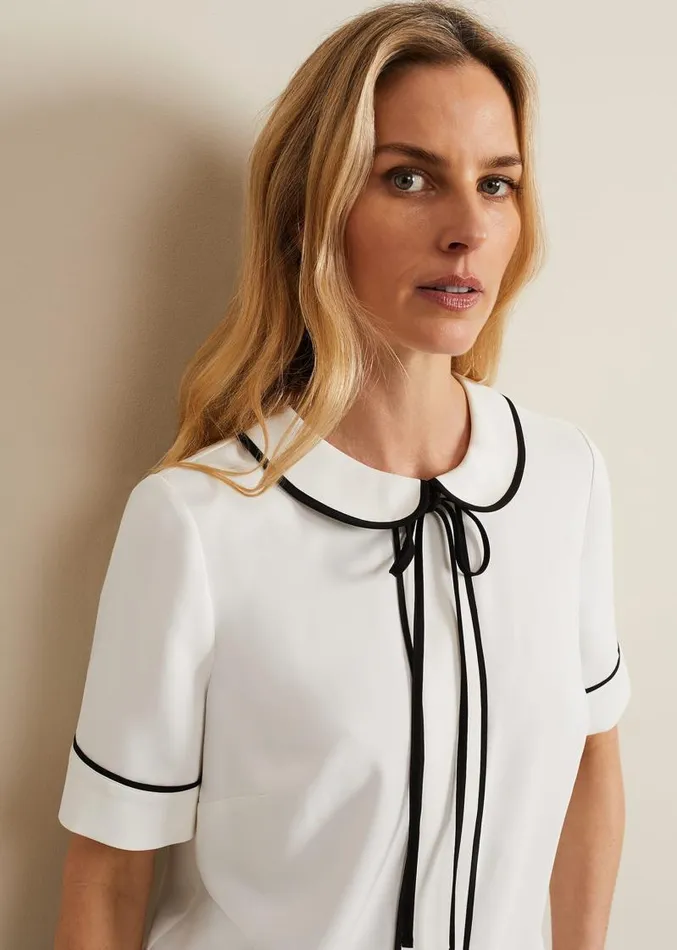Carys Contrast Piping Blouse Ivory Women Phase Eight Shirts and Blouses