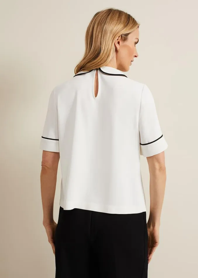Carys Contrast Piping Blouse Ivory Women Phase Eight Shirts and Blouses