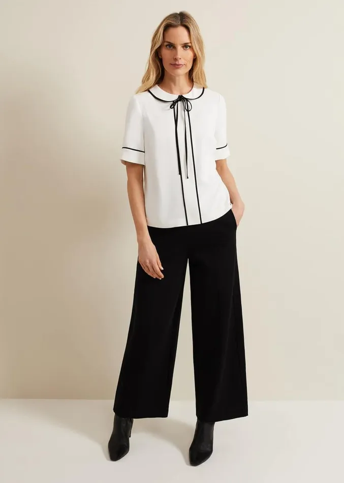 Carys Contrast Piping Blouse Ivory Women Phase Eight Shirts and Blouses