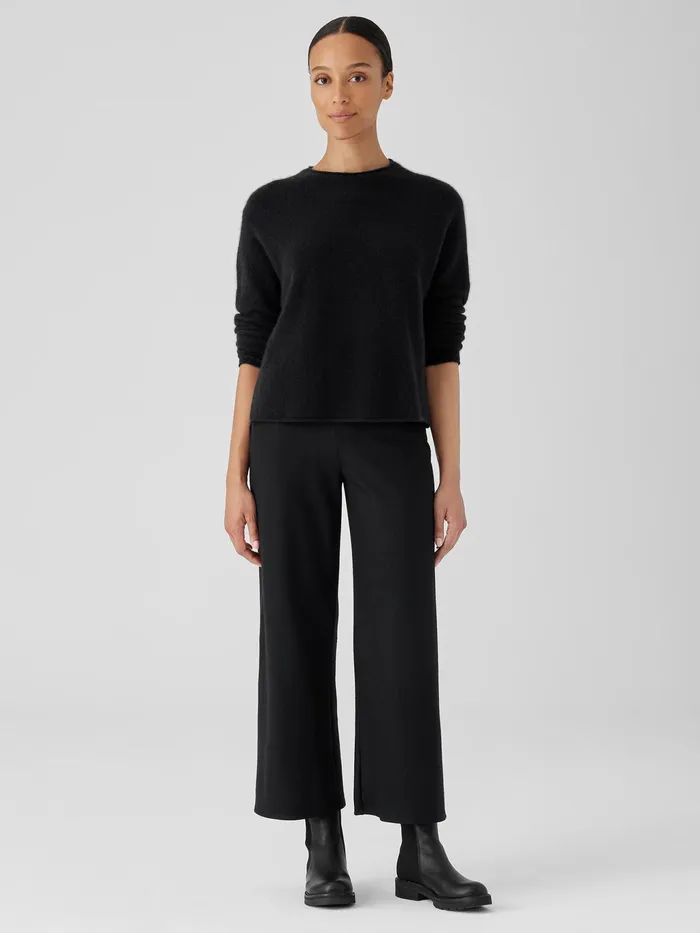Cashmere Silk Bliss Crew Neck Top Black Women Eileen Fisher Sweaters and Cardigans