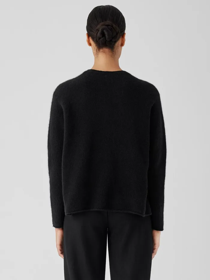 Cashmere Silk Bliss Crew Neck Top Black Women Eileen Fisher Sweaters and Cardigans