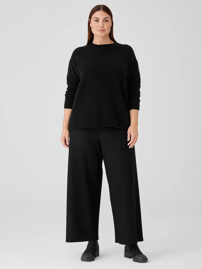 Cashmere Silk Bliss Crew Neck Top Black Women Eileen Fisher Sweaters and Cardigans