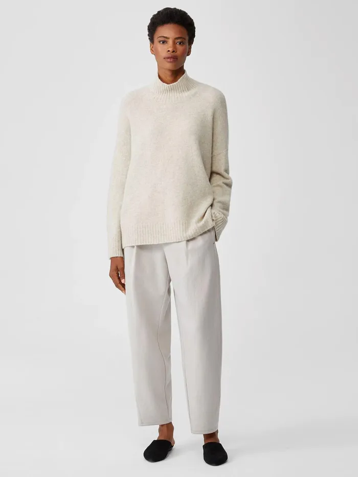 Cashmere Silk Bliss Turtleneck BoxTop Maple Oat Women Eileen Fisher Sweaters and Cardigans