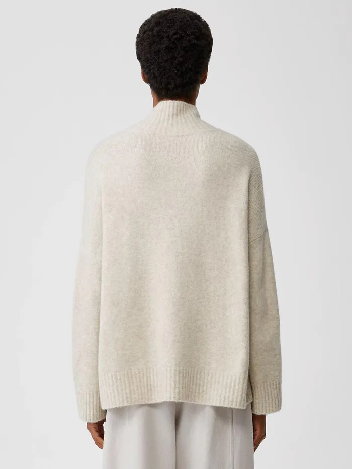 Cashmere Silk Bliss Turtleneck BoxTop Maple Oat Women Eileen Fisher Sweaters and Cardigans