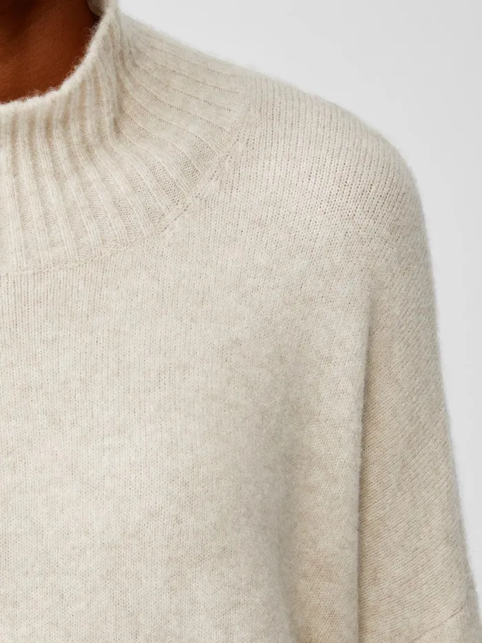 Cashmere Silk Bliss Turtleneck BoxTop Maple Oat Women Eileen Fisher Sweaters and Cardigans
