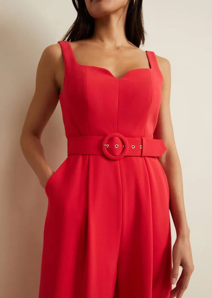 Charlize Belted Jumpsuit Coral Women Phase Eight Dresses
