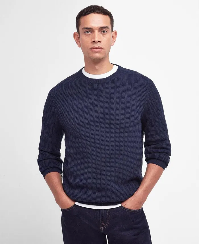 Chathil Crew Neck Jumper Military Brown Men Barbour Jumpers
