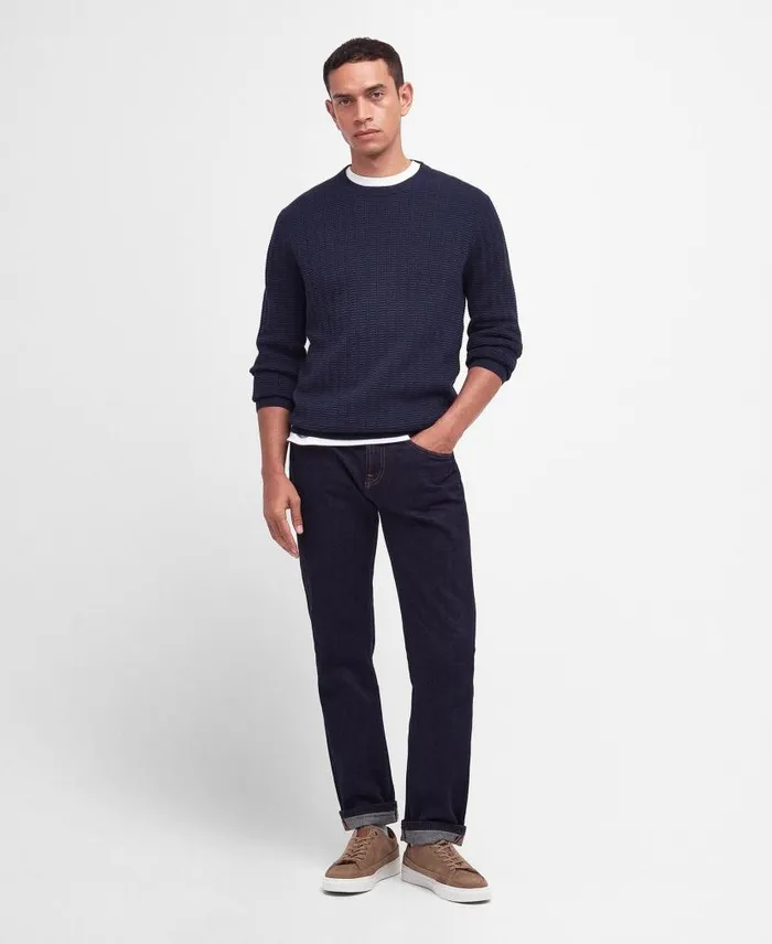Chathil Crew Neck Jumper Military Brown Men Barbour Jumpers