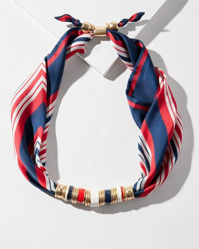 Chico039s Americana Adjustable Scarf Necklace Red Women Necklaces