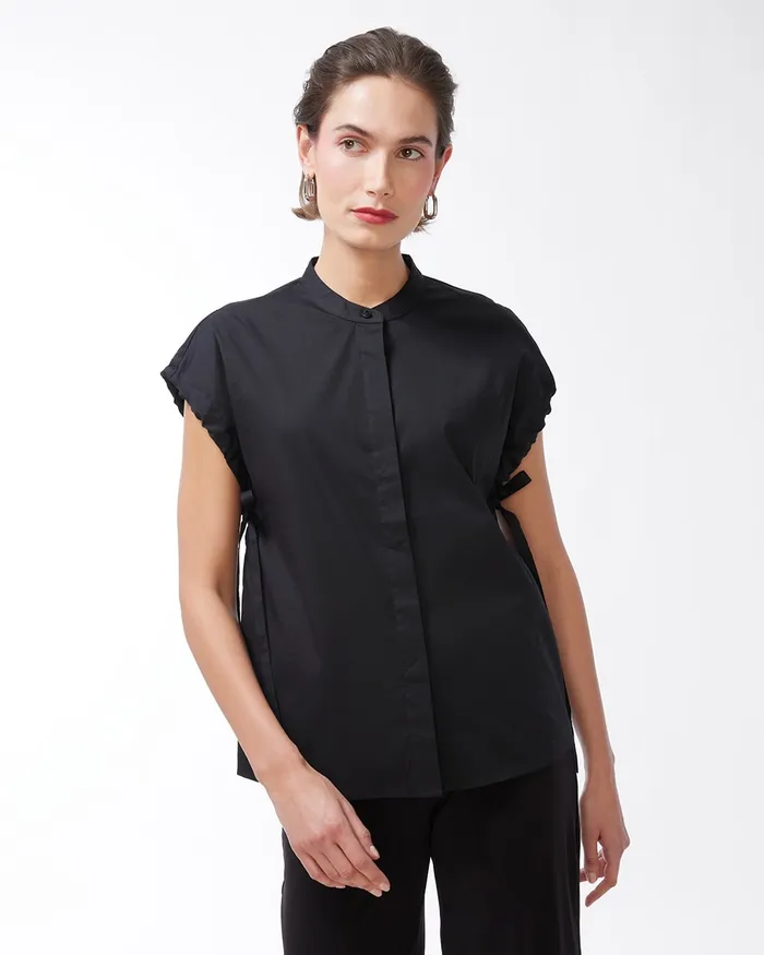 Chico039s Black Label Poplin Blouse Black Women Tops