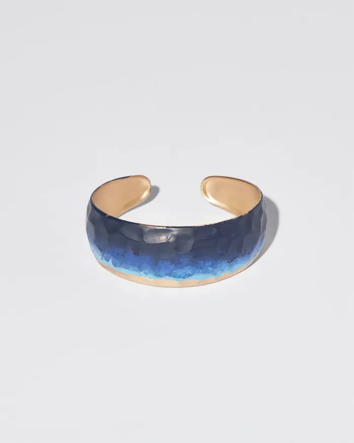 Chico039s Blue and Gold Tone Cuff Bracelet Blue Women Bracelets