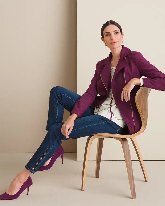 Chico039s Button Hem Pullon Ankle Jeggings Calista Indigo Women Jeans and Denim