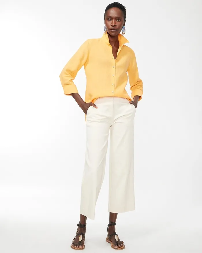 Chico039s Cotton Blend Wide Leg Crops Black Women Pants