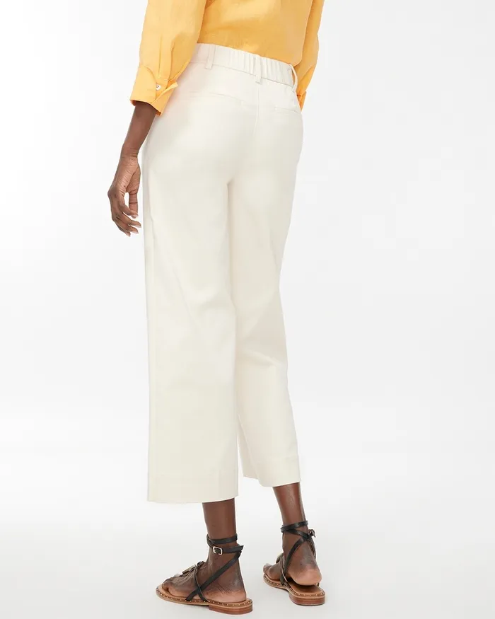 Chico039s Cotton Blend Wide Leg Crops Black Women Pants