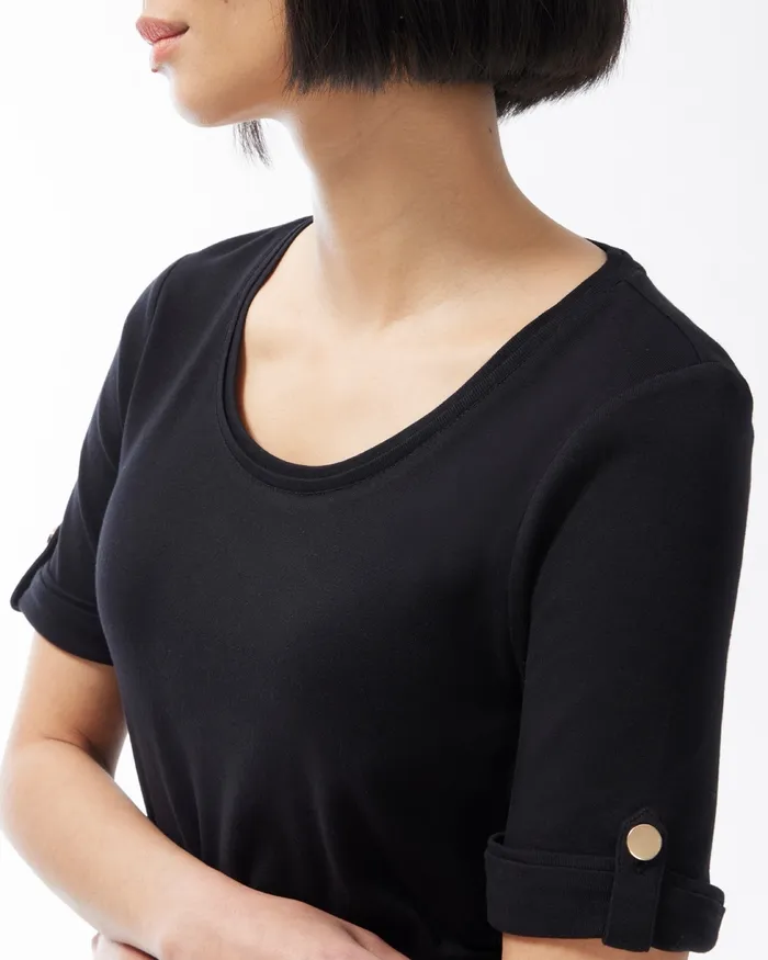 Chico039s Cuff Sleeve Everyday Tee Regatta Blue Women Tops