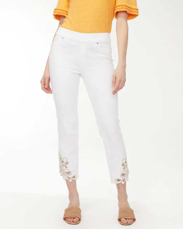 Chico039s Dolphin Hem PullOn Crops Alabaster Women Jeans and Denim
