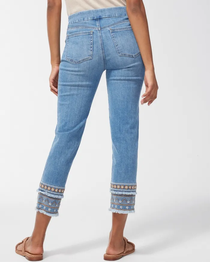 Chico039s Embellished PullOn Crops Darwin Indigo Women Jeans and Denim