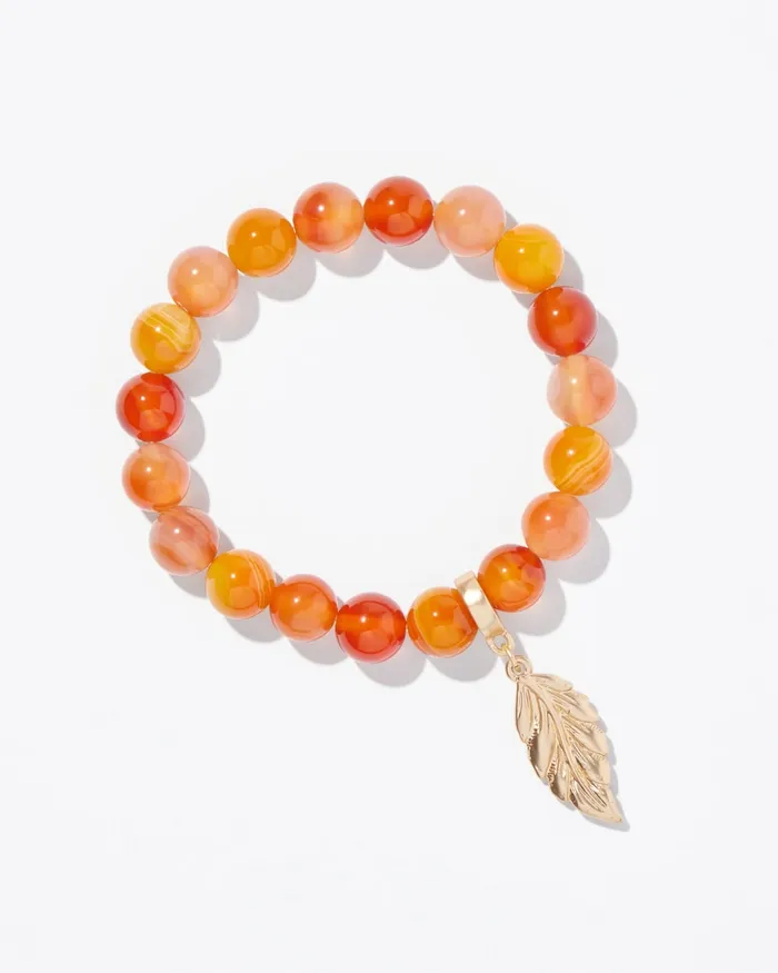 Chico039s Feather Dangle Stretch Bracelet Rust Red Women Bracelets