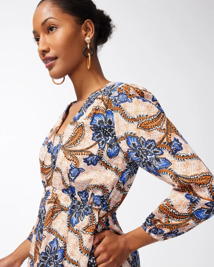 Chico039s Floral Tiered Maxi Dress Burnished Clay Women Dresses and Skirts