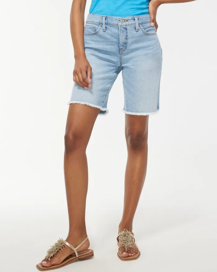 Chico039s Girlfriend 7034 Fray Hem Shorts Cerulean Indigo Women Jeans and Denim