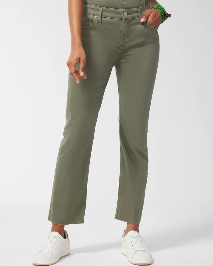 Chico039s Girlfriend Kick Flares Dark Moss Women Jeans and Denim