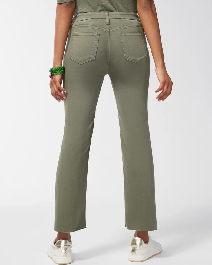 Chico039s Girlfriend Kick Flares Dark Moss Women Jeans and Denim