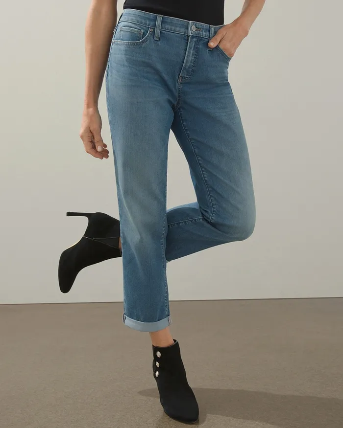 Chico039s Girlfriend Super Soft Crops Silver Lake Indigo Women Jeans and Denim