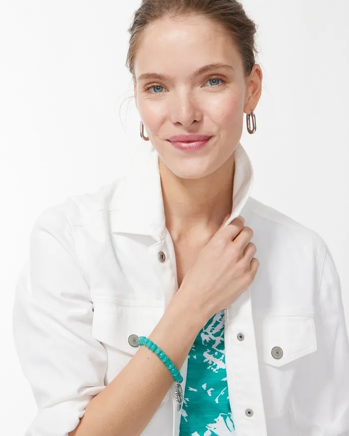 Chico039s Jade Drop Off Stretch Bracelet Blue Women Bracelets