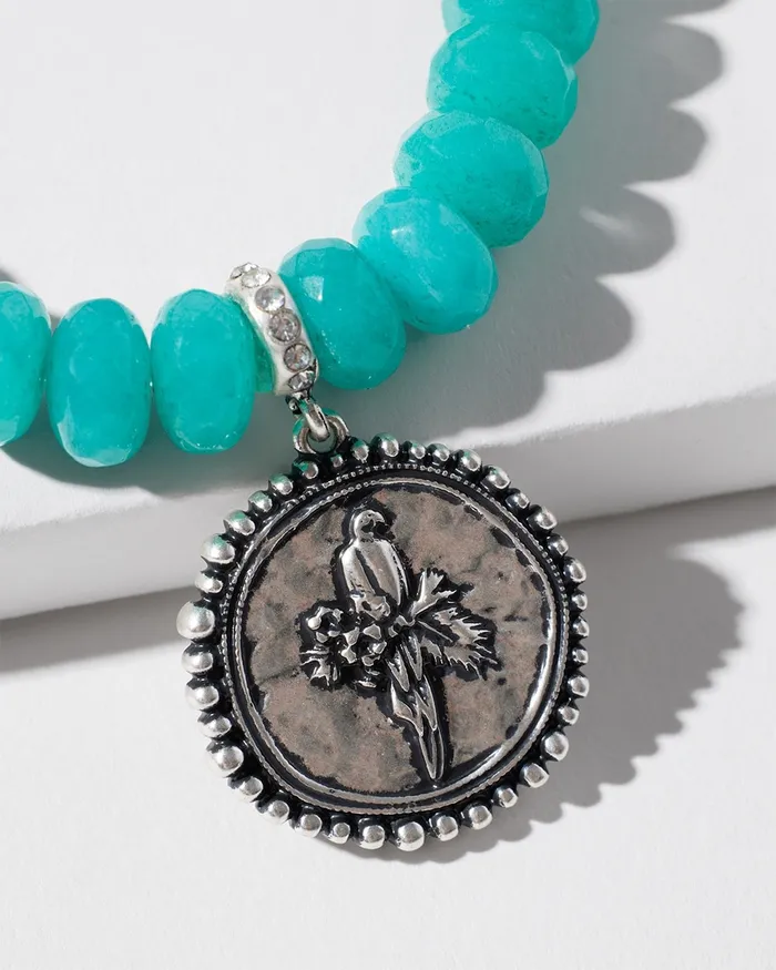 Chico039s Jade Drop Off Stretch Bracelet Blue Women Bracelets
