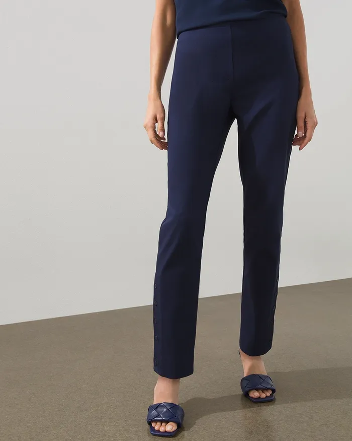 Chico039s Juliet Button Hem Ankle Pants Medieval Blue Women Pants