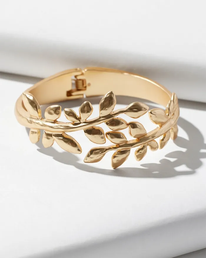 Chico039s Leaf Hinge Bracelet Gold Women Bracelets