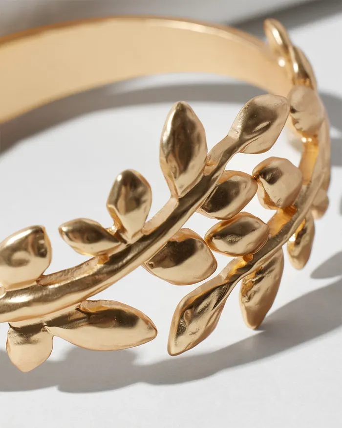 Chico039s Leaf Hinge Bracelet Gold Women Bracelets
