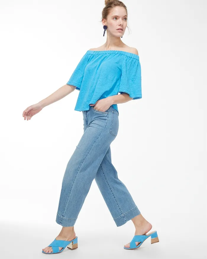 Chico039s Linen OffShoulder Top Mango Ice Women Tops