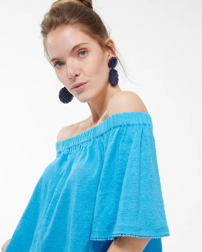 Chico039s Linen OffShoulder Top Mango Ice Women Tops