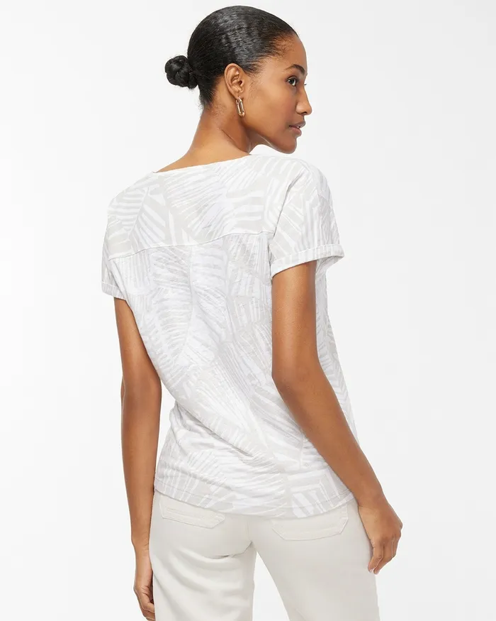 Chico039s Linen Palms Seamed Tee River Rock Women Tops