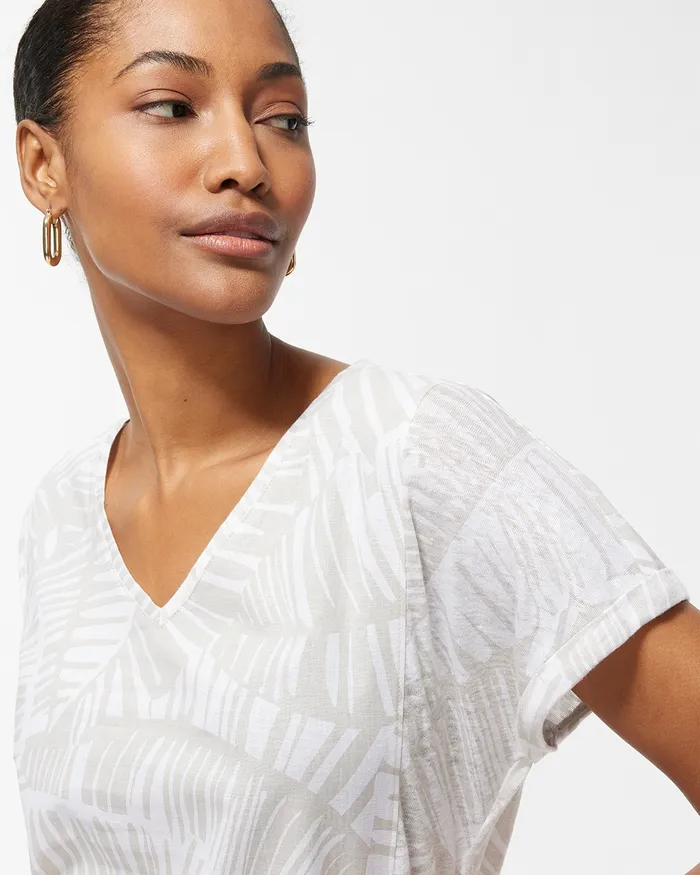 Chico039s Linen Palms Seamed Tee River Rock Women Tops