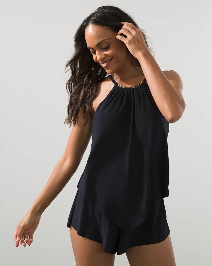 Chico039s Magicsuit Halo Effect Goldie Romper Swimsuit Black Women Swim