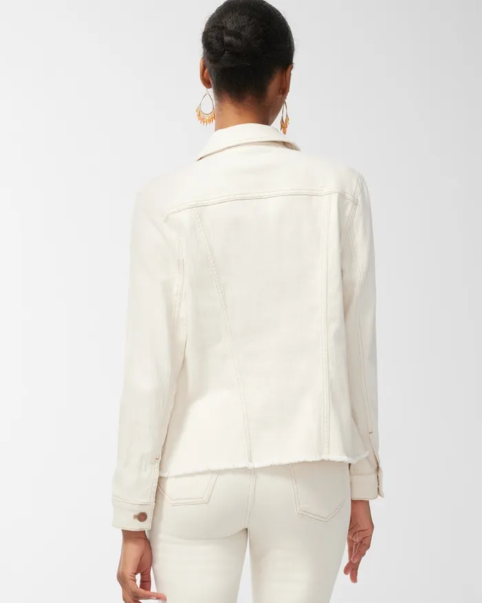 Chico039s Neutral Shine Denim Jacket Neutral Women Matching Sets