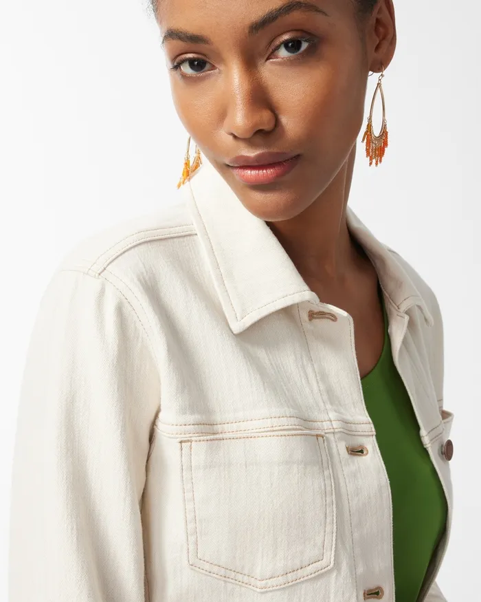 Chico039s Neutral Shine Denim Jacket Neutral Women Matching Sets