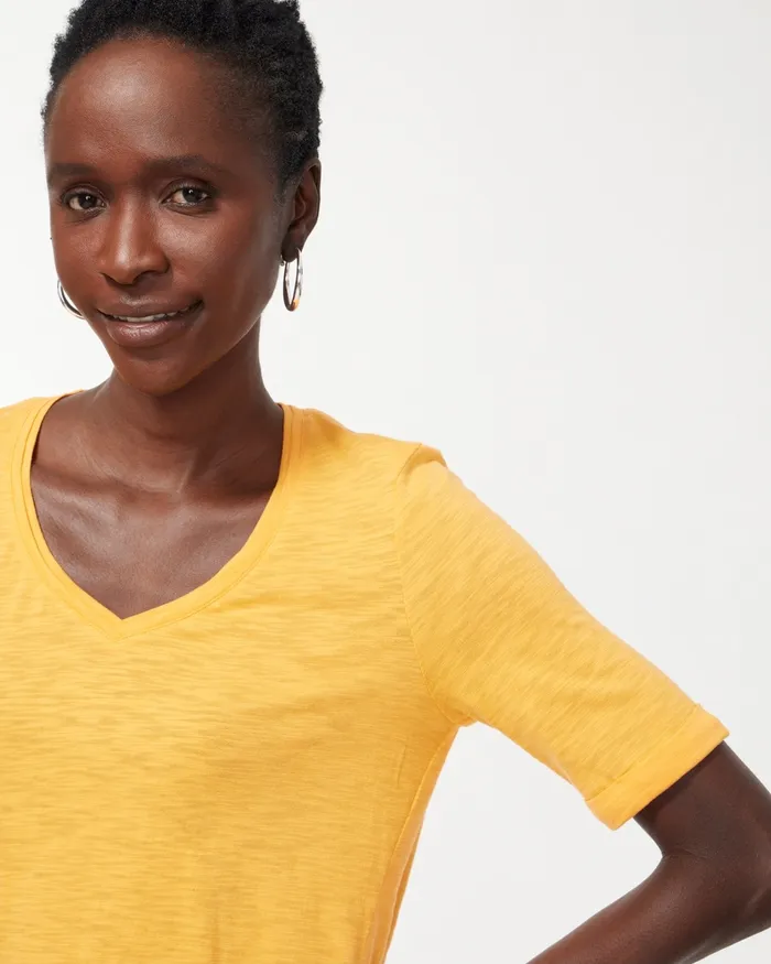 Chico039s Seamed Slub Tee Mango Ice Women Tops