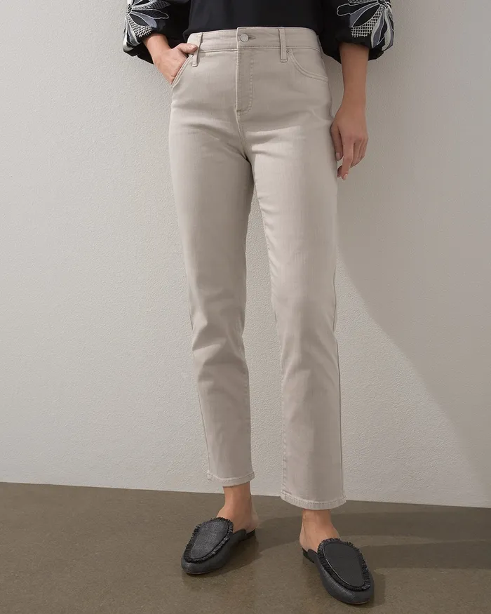 Chico039s So Slimming Girlfriend Ankle Jeans Smokey Taupe Women Jeans and Denim
