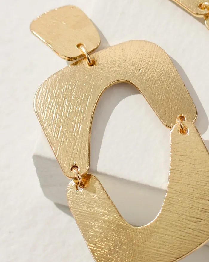Chico039s Square Gold Tone Drop Earrings Gold Women Earrings
