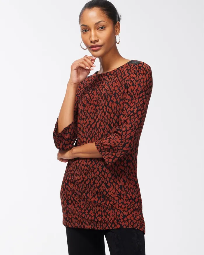 Chico039s Travelers Diamond Print Tunic Brazilwood Women Tops