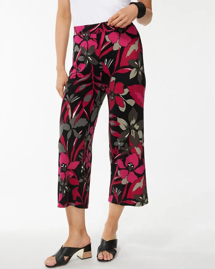 Chico039s Travelers Floral Crops Botanic Berry Women Pants