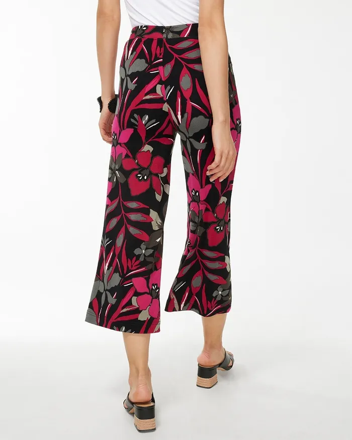 Chico039s Travelers Floral Crops Botanic Berry Women Pants