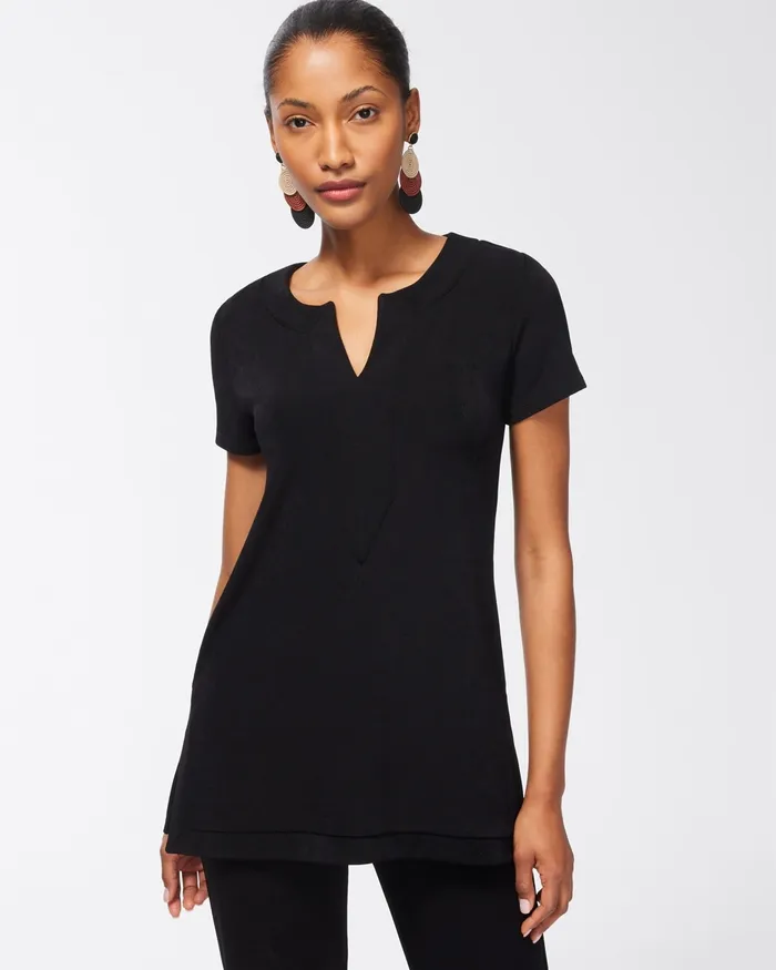 Chico039s Travelers Kurta Tunic Travelers Black Women Tops