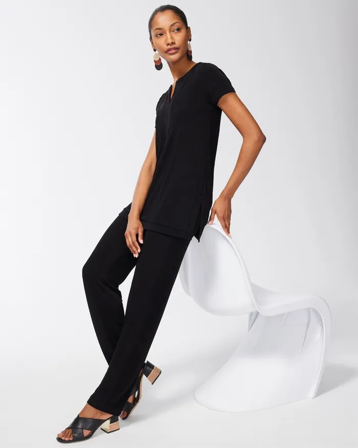 Chico039s Travelers Kurta Tunic Travelers Black Women Tops