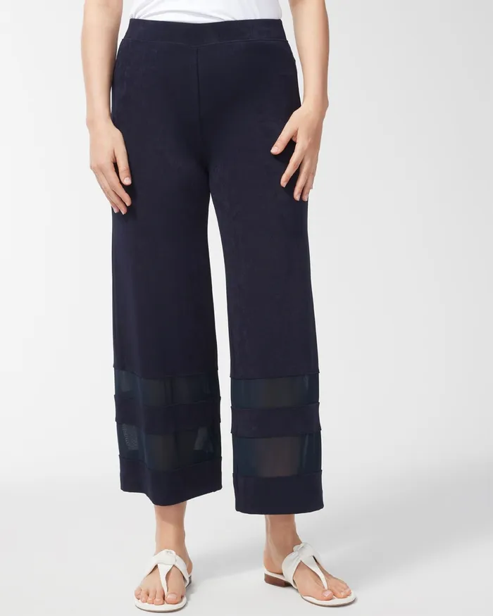 Chico039s Travelers Mesh Trim Crops Travelers India Ink Women Pants