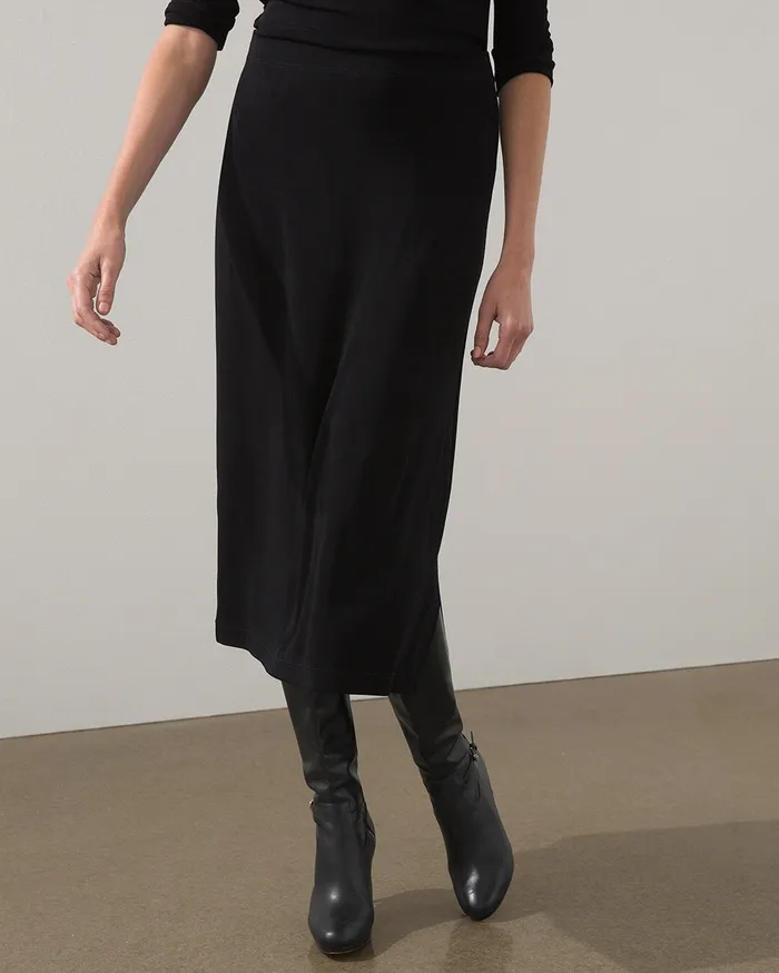 Chico039s Travelers Midi Skirt Travelers Black Women Dresses and Skirts
